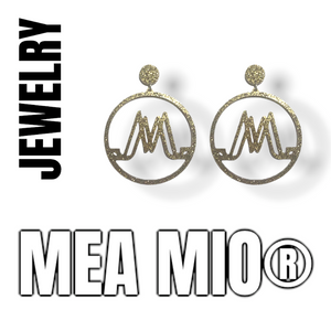 MEA MIO logo oorbellen in gouden glitter - www.meamio.com