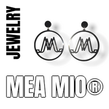 Load image into Gallery viewer, MEA MIO logo oorbellen zwart - www.meamio.com